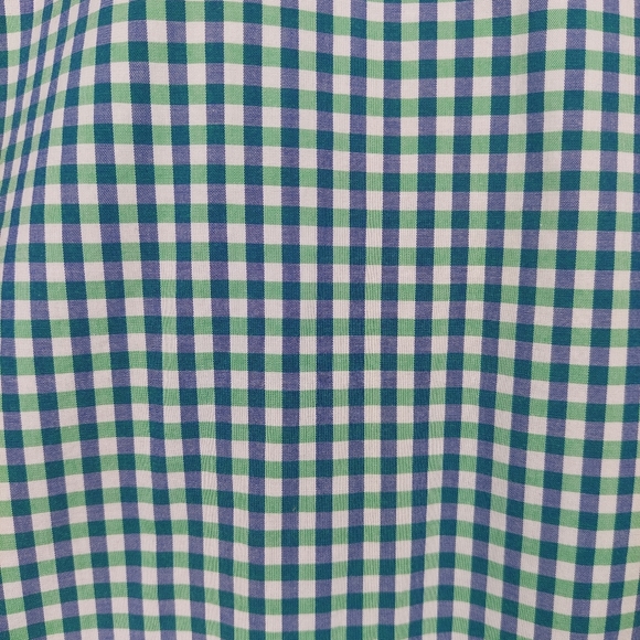 J Crew Shirt Mens XL Green Blue Gingham Plaid Flex Button Up - Picture 5 of 9